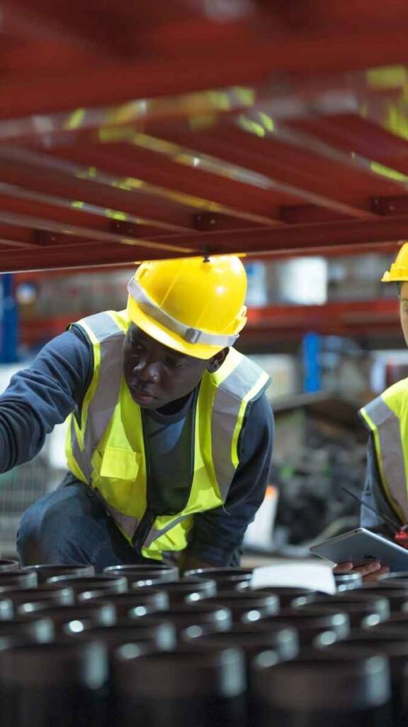 Workers work on project